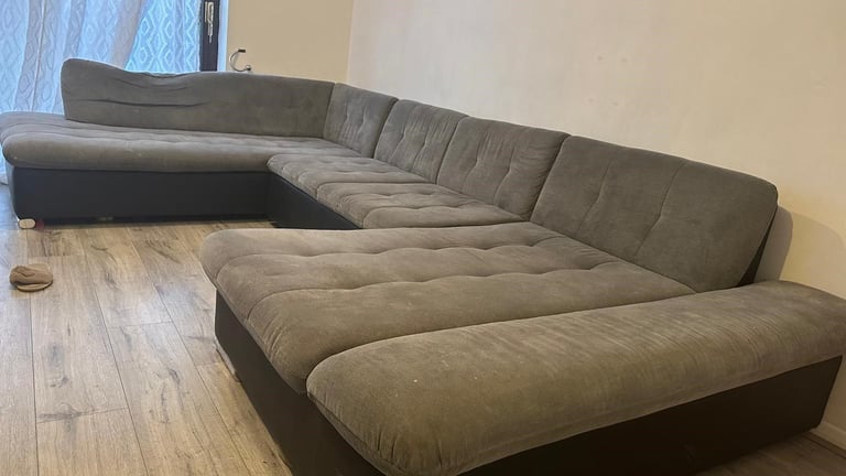 image for CINEMA STYLE SOFA U SHAPE GREY AND WHITE