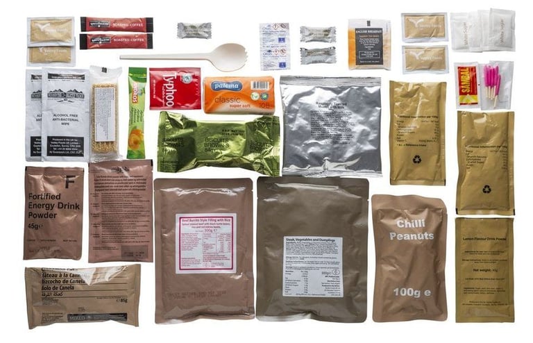 image for M.R.E. meals ready to eat .... 24hr food pack camping, hiking, fishing, survival