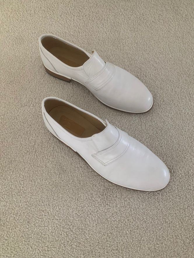 Men’s 100% Genuine Hand Made Leather White Shoes - Size EU 44 - UK 9.5/10 - Brand New