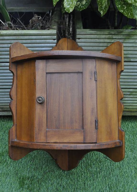 Edwardian satinwood wall hanging corner cabinet