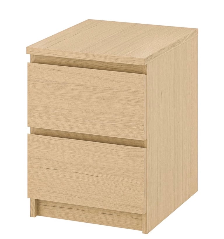 IKEA MALM White Stained Oak Veneer - Selling as a Pair