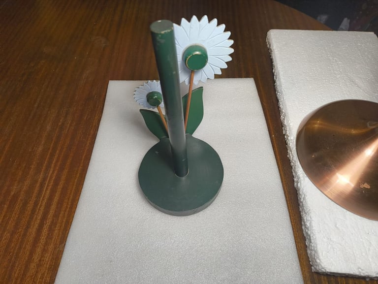 Wooden Kitchen Roll Holder - Green With Daisys And Ladybird