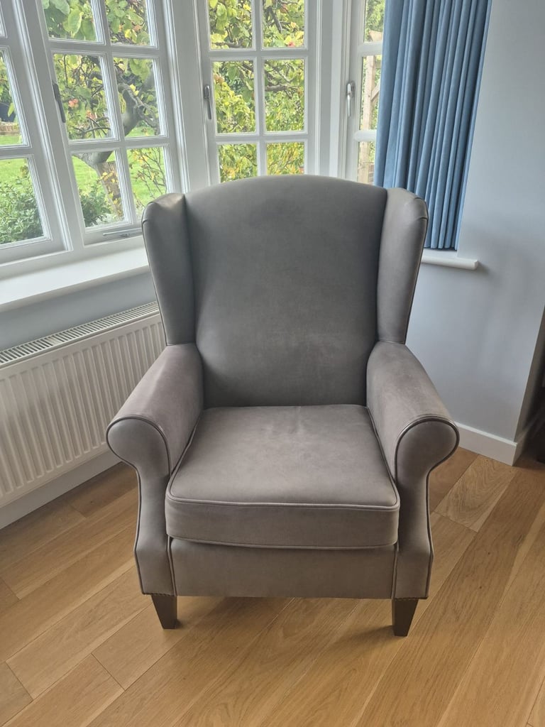 image for Wesley-Barrell Grey Leather Armchair
