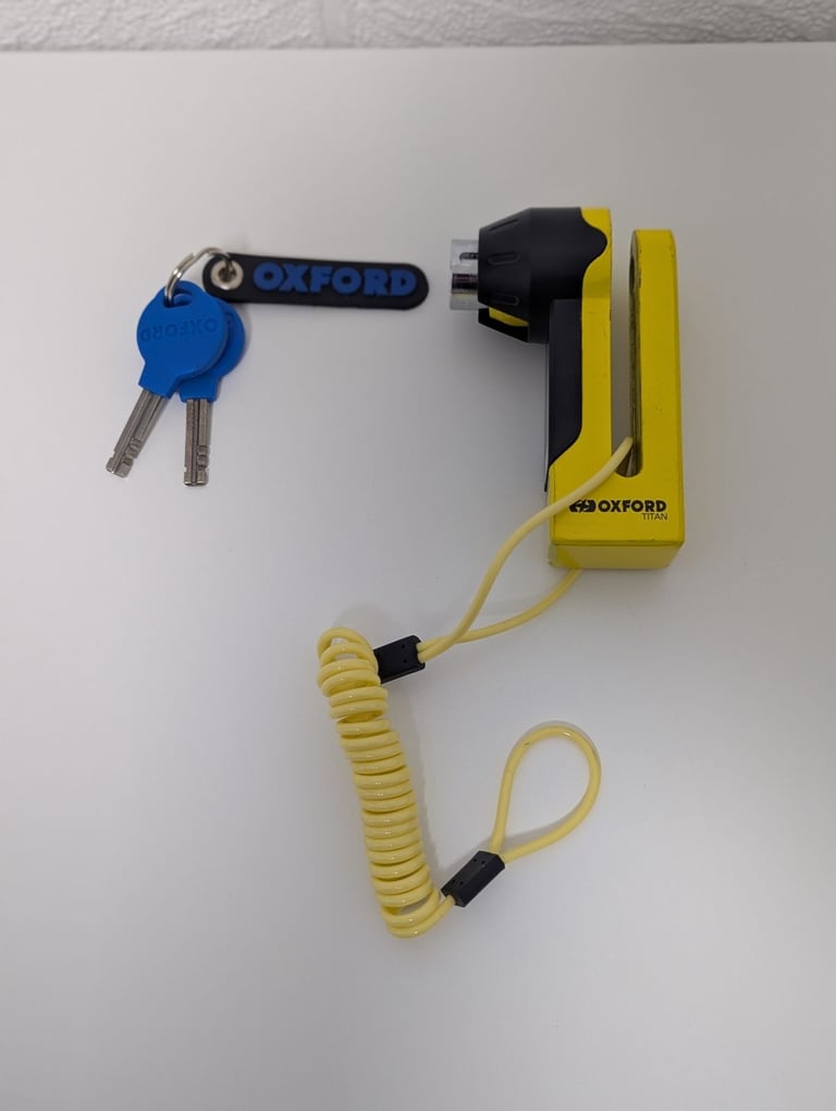 image for Great Condition Oxford Titan Disc Lock / Yellow Hi-Vis / 2 Coded Keys / FREE LOCAL DELIVERY