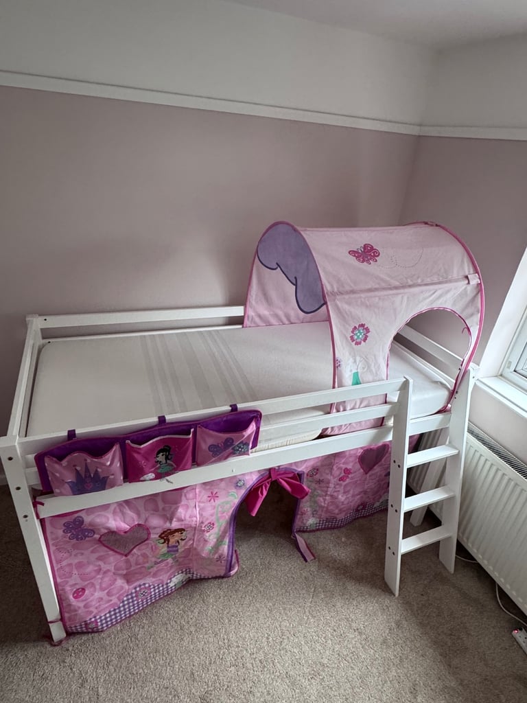 Moro Cabin Bed Midsleeper with Fairies Package in Classic White