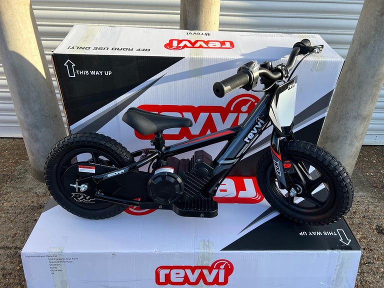 DANNYS DIRT BIKES REVVI 12" ELECTRIC BALANCE BIKE AGE 2-4 BACK IN STOCK 