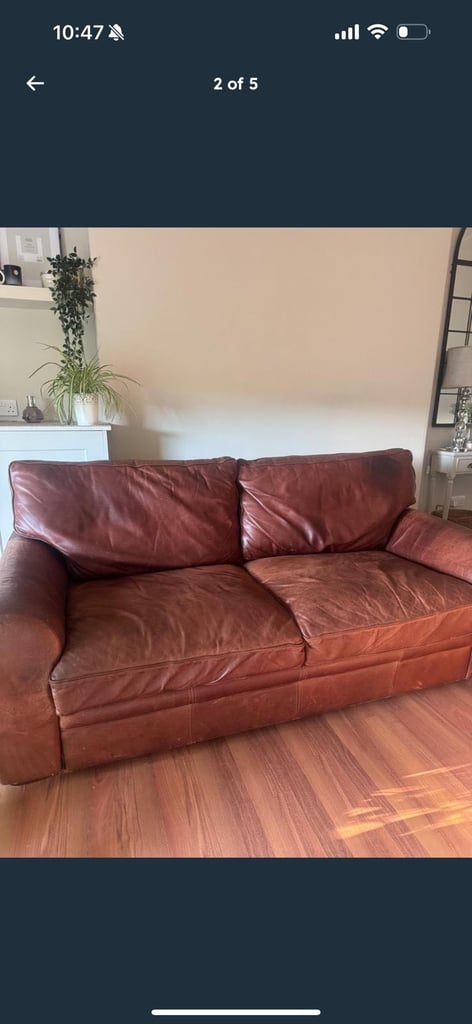 image for Brown leather sofas