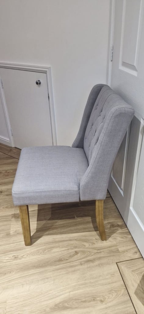 image for 3 linen button back dining chairs 