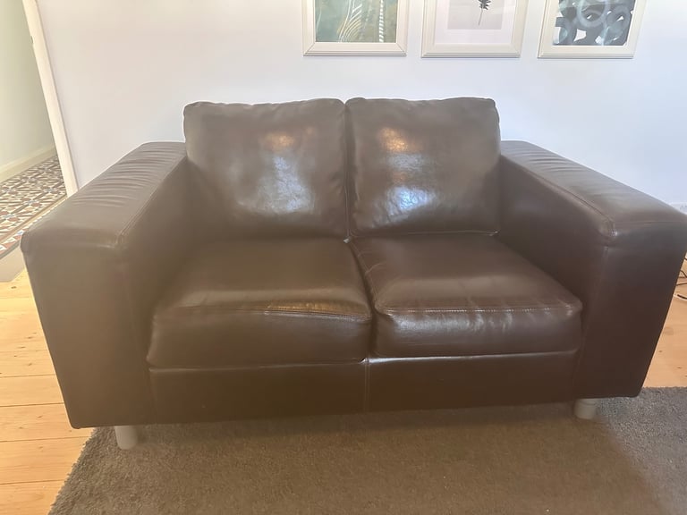 image for 2 x Brown leather sofas (2 seater) FOR SALE 
