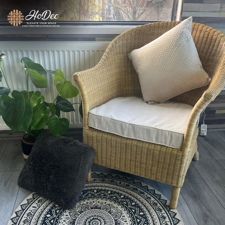Handmade cozy cane arm chair