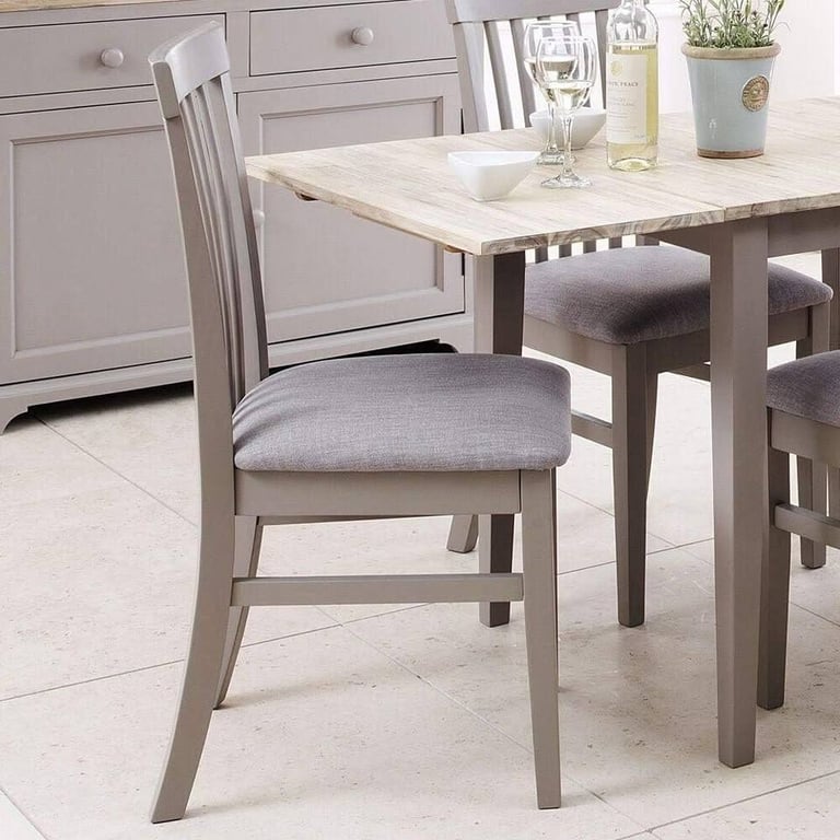 image for Florence High back upholstered chair. Dove Grey kitchen dining chair with thick cushion seat x 2