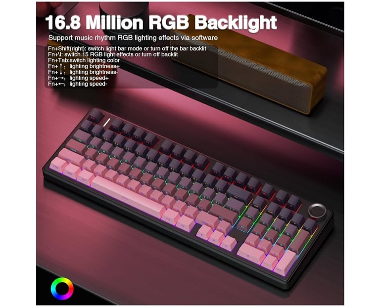 Wireless Gaming Keyboard,Tri-mode Mechanical Keyboard Wireless with Control