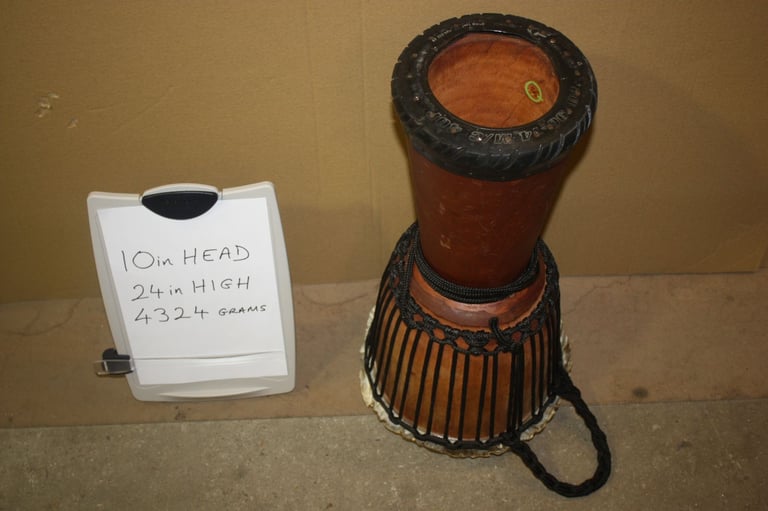 African Wooden Djembe Drum 10in Head x 24in High ~ Weight 4324 Grams ~ £75 ono