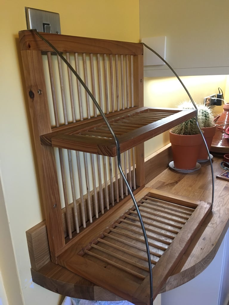 image for Wooden wall mounted plate rack.