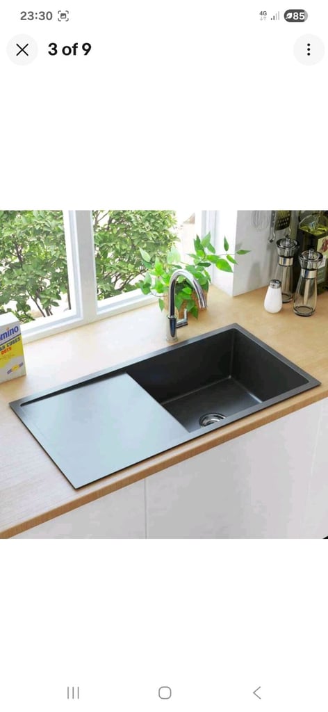 image for Handmade Kitchen Sink Black Stainless Steel vidaXL