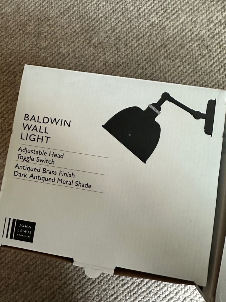 2 x John Lewis Brass Wall lights with toggle switch 