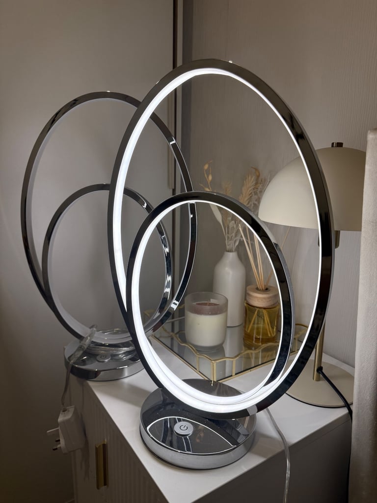 image for (2) Menton Dimmable Integrated Chrome LED Table Lamp Silver