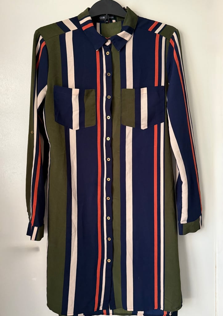 Striped multicoloured shirt dress, size 12/14