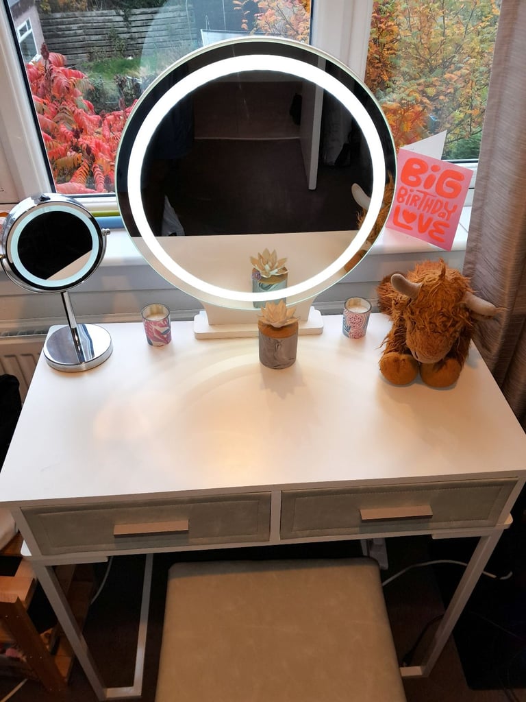 image for Vanity set with Led mirror + Chest of drawers