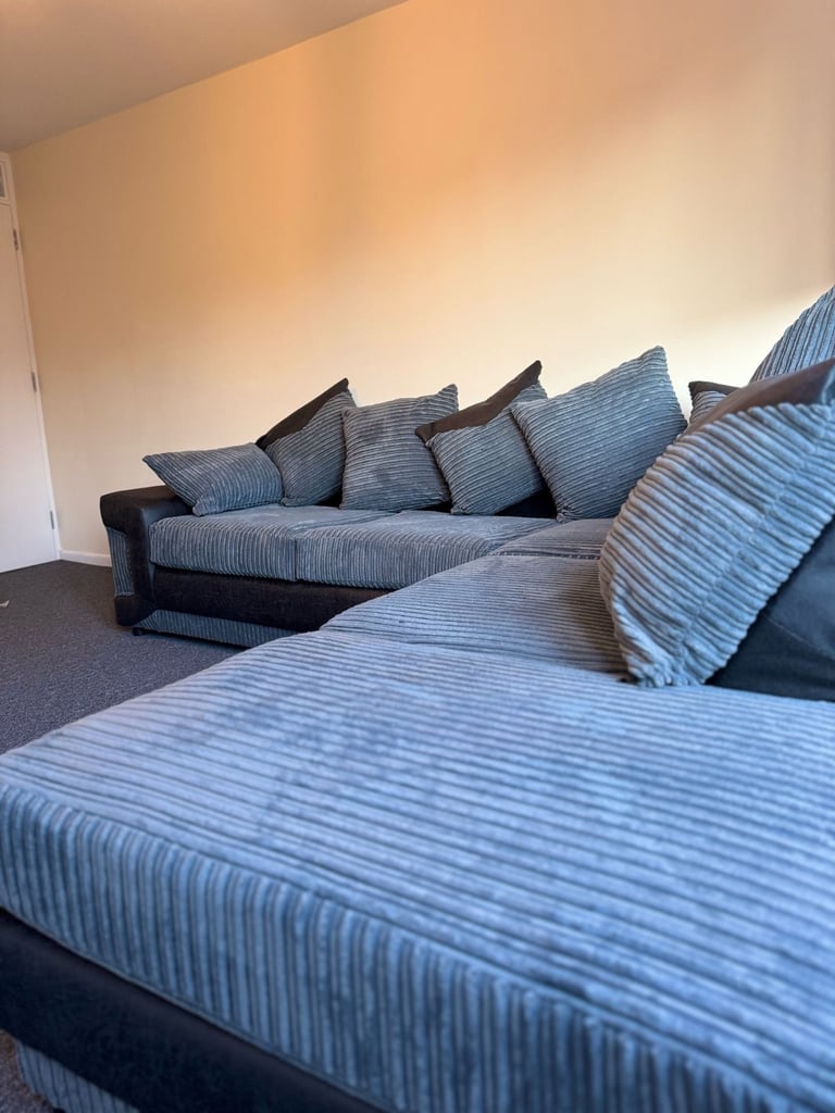 Brand New - Dino Black/Grey Colour Corner Sofa - Right/Left Side SAME/NEXT DAY DELIVERY