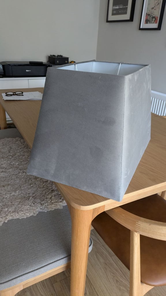 Grey velvet huge lampshade