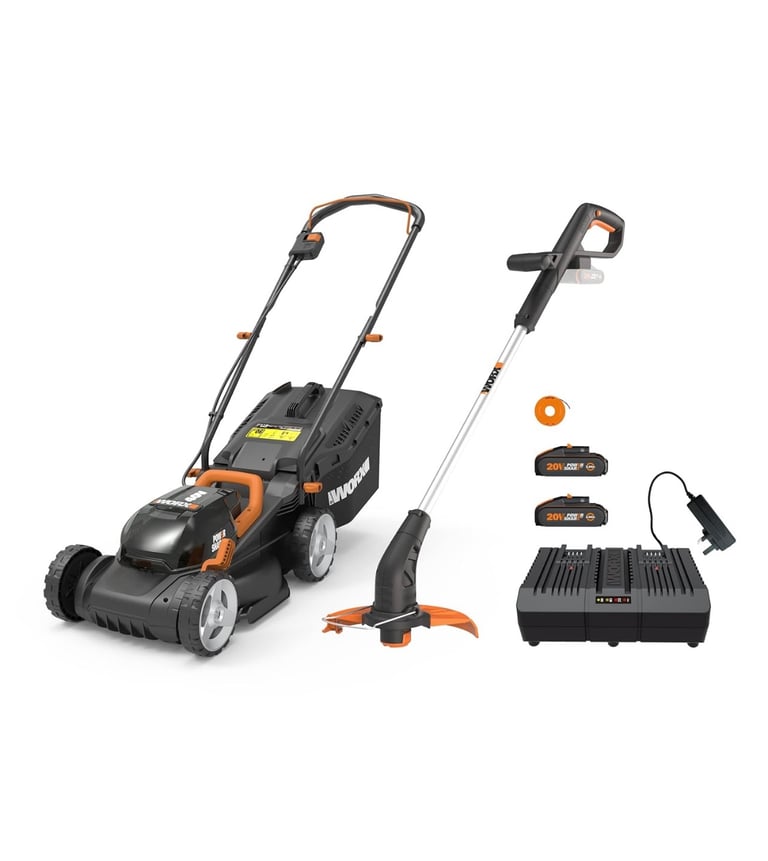 image for WORX Cordless Lawn Mower & Trimmer WG927E (USED)-Collection Only