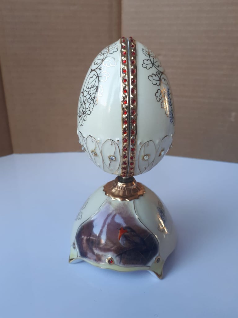 Unique Jewel Of Nature Musical Egg Robin Christmas Present Gift Living Room Decor Collectible