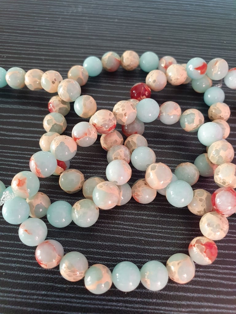 image for Unique Jasper Sky Blue Natural Gemstone Bracelet 