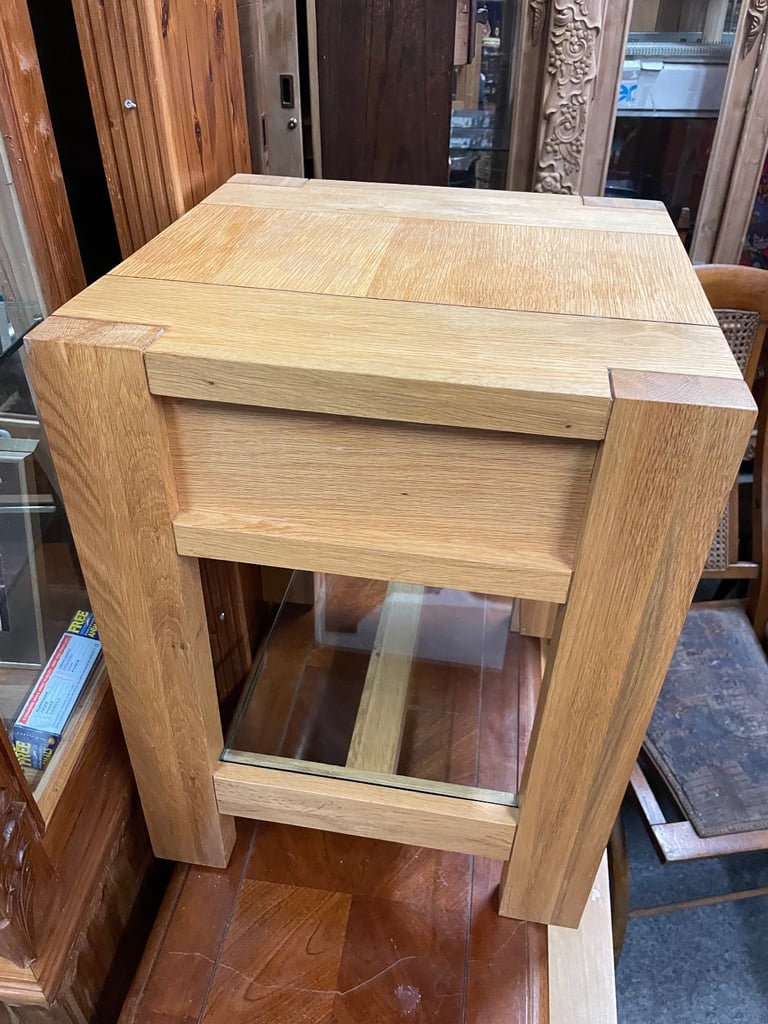 Solid wood, end or bedside table.