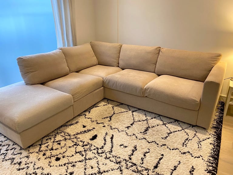image for IKEA VIMLE Modular 5 Seat Corner Sofa with Footstool with Storage - TALLMYRA Beige