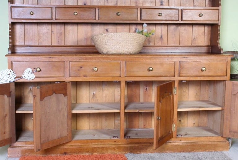 Delivery Options - Large Rustic Quality Made Pine Welsh Dresser 5 Spice Drawers