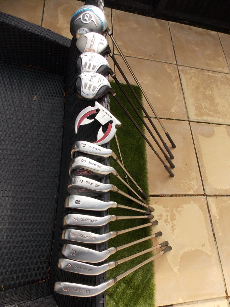 Mens Right Handed Slazenger Firesteel Golf Club Set + Bag, Balls and Tees