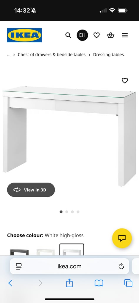 Dressing Table - BRAND NEW IKEA Malm High Gloss White