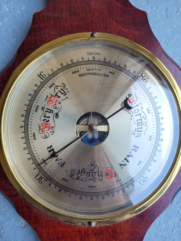 Large Vintage Banjo Weathermaster barometer, thermometer and hygrometer. 