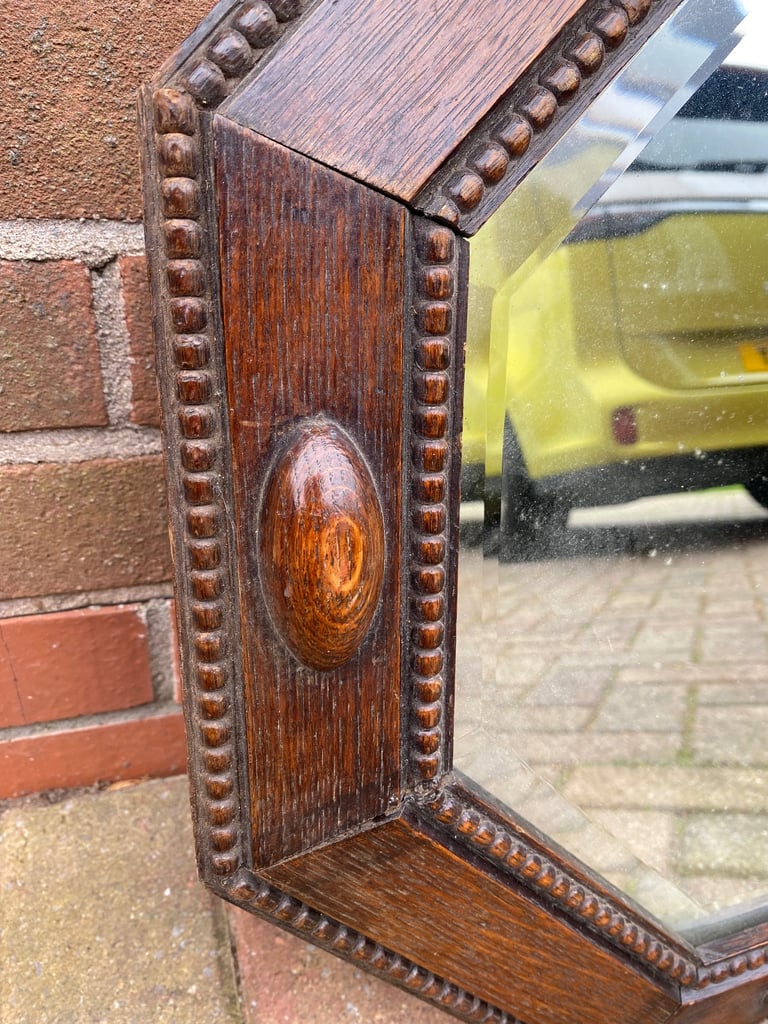 Vintage Edwardian Oak Octagonal Mirror - Small Project