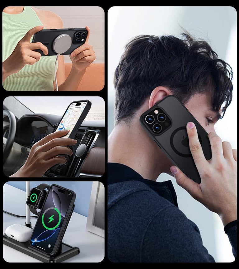 Magnetic Case iPhone 16 Pro Max Compatible with MagSafe, with 2 Screen Protectors + 1 Lens Protector