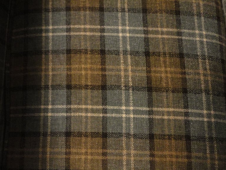 Quality comfortable Tartan wooden framed wingback richmond chair, Lana plaid, sprung back