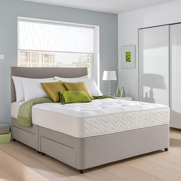 image for Awesome Price – Double Divan Bed, Optional Mattress, Storage Drawers, Same Day Delivery 