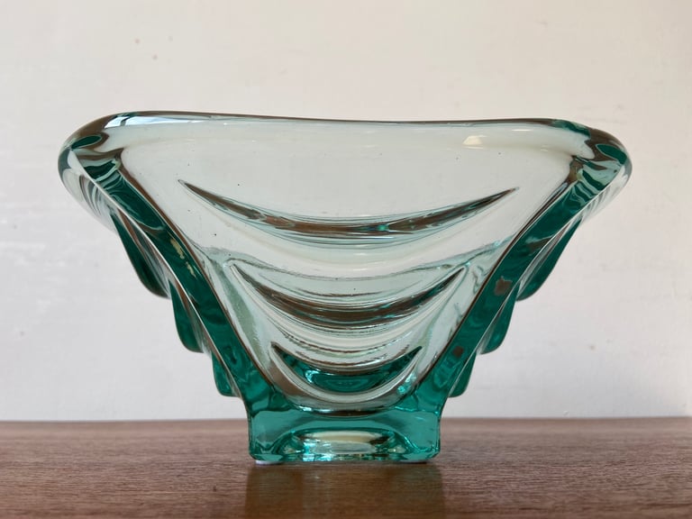 Vintage, Czech, ‘Sklo Union’ glass dish, pale aqua