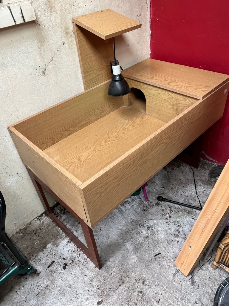 Large tortoise table with basking lamp
