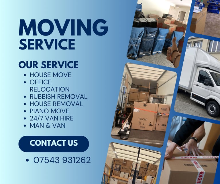 image for 24/7 MAN AND VAN HIRE HOUSE OFFICE PIANO FURNITURE MOVE RUBBISH DISPOSAL AND DELIVERY