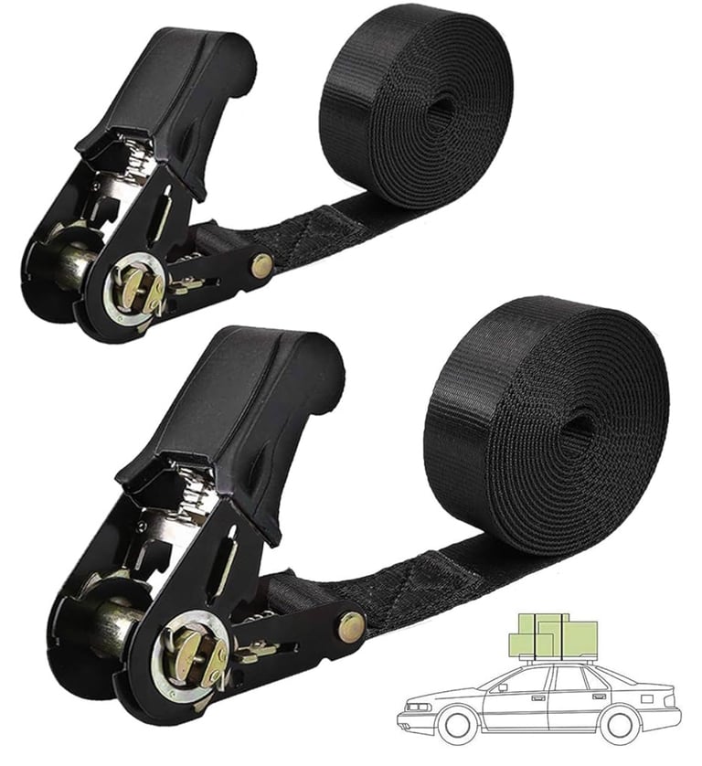 Endless Ratchet Tie Down Straps Heavy Duty Cargo Tie Downs, Durable Nylon Black Strap