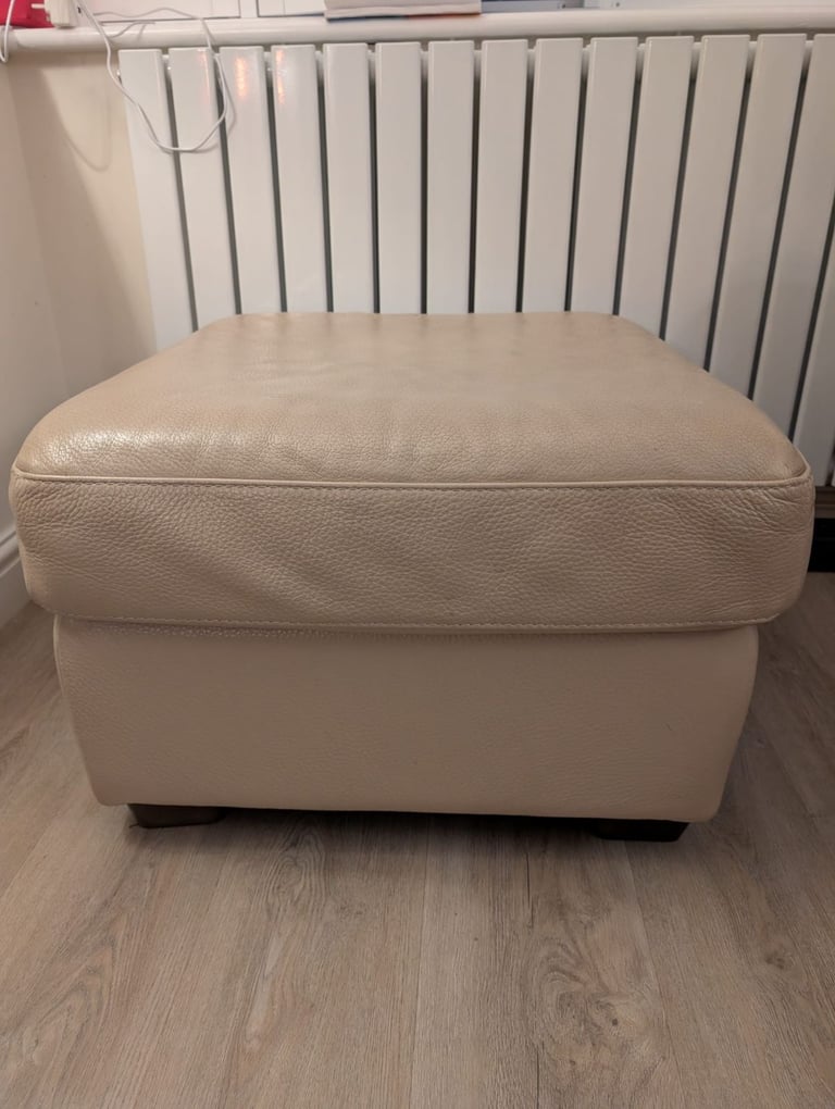 2 x leather sofas and 1 x footstool 