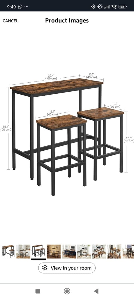 Brand new vintage style Dining Table Set, Bar Table and Stools