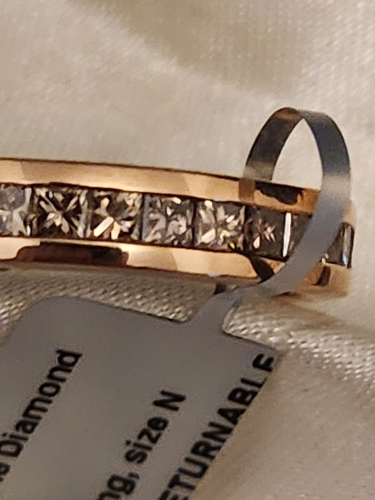 9ct Rose Gold Ring Natural 29 Champagne Diamonds Full Eternity Size N 200ct Princess Cut Certified