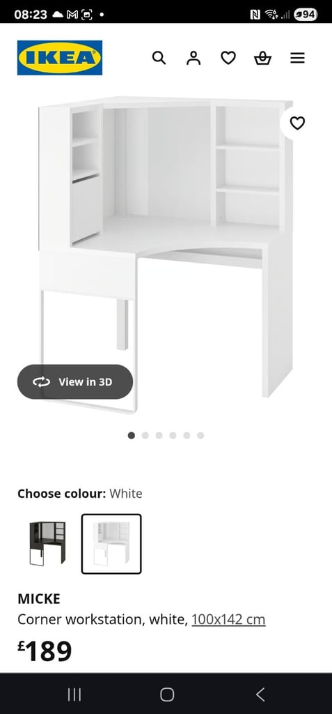 Corner workstation 100×142cm £120