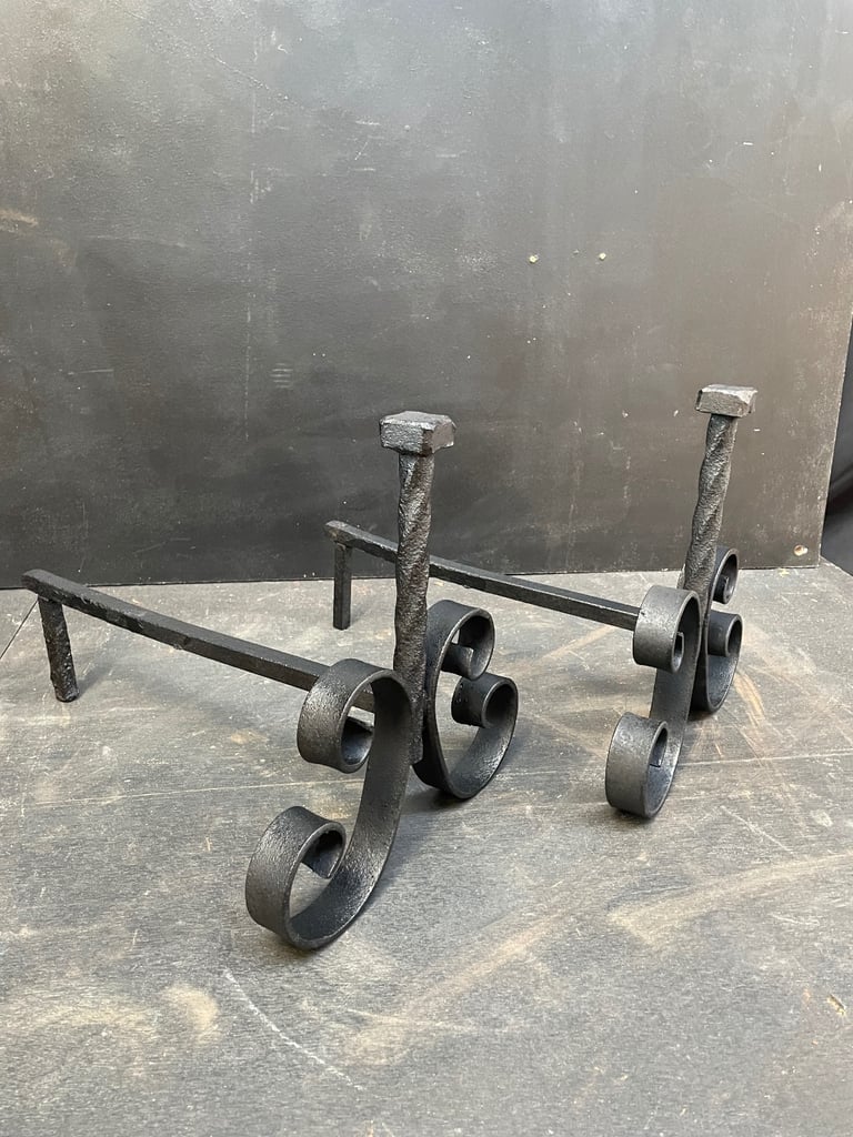 Pair of Barley Twist Iron Fire Dogs, Only £10
