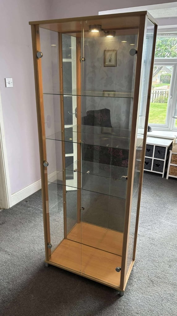image for Glass Display Cabinet with Mirrored Back