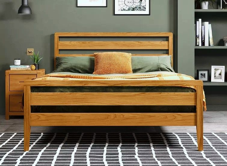 Wooden double bed scandi chic