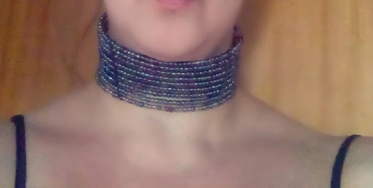 New 9 Row Brown Blue Grey Beaded 5cm High Charm Necklace Choker. Size Adjustable.POST OR COLLECT!